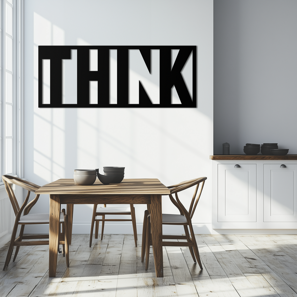 THINK" Metal Wall Art - Minimalist Inspirational Decor