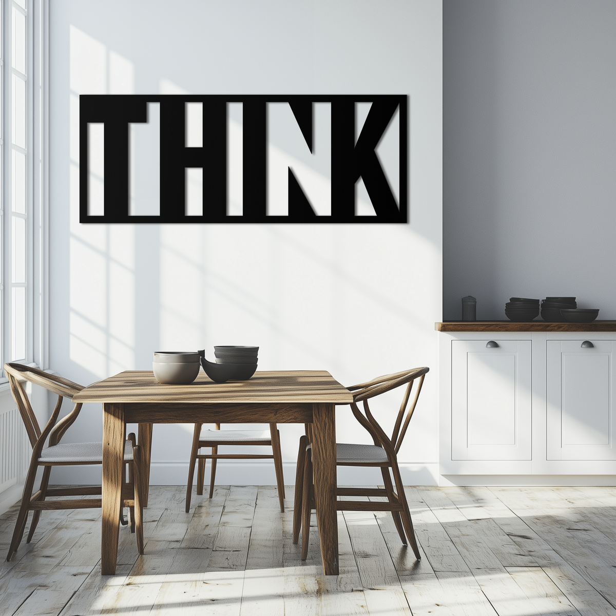 THINK" Metal Wall Art - Minimalist Inspirational Decor