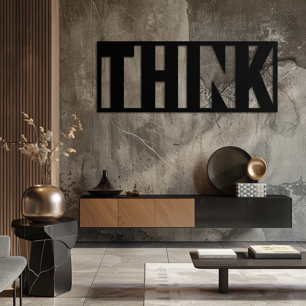 THINK" Metal Wall Art - Minimalist Inspirational Decor