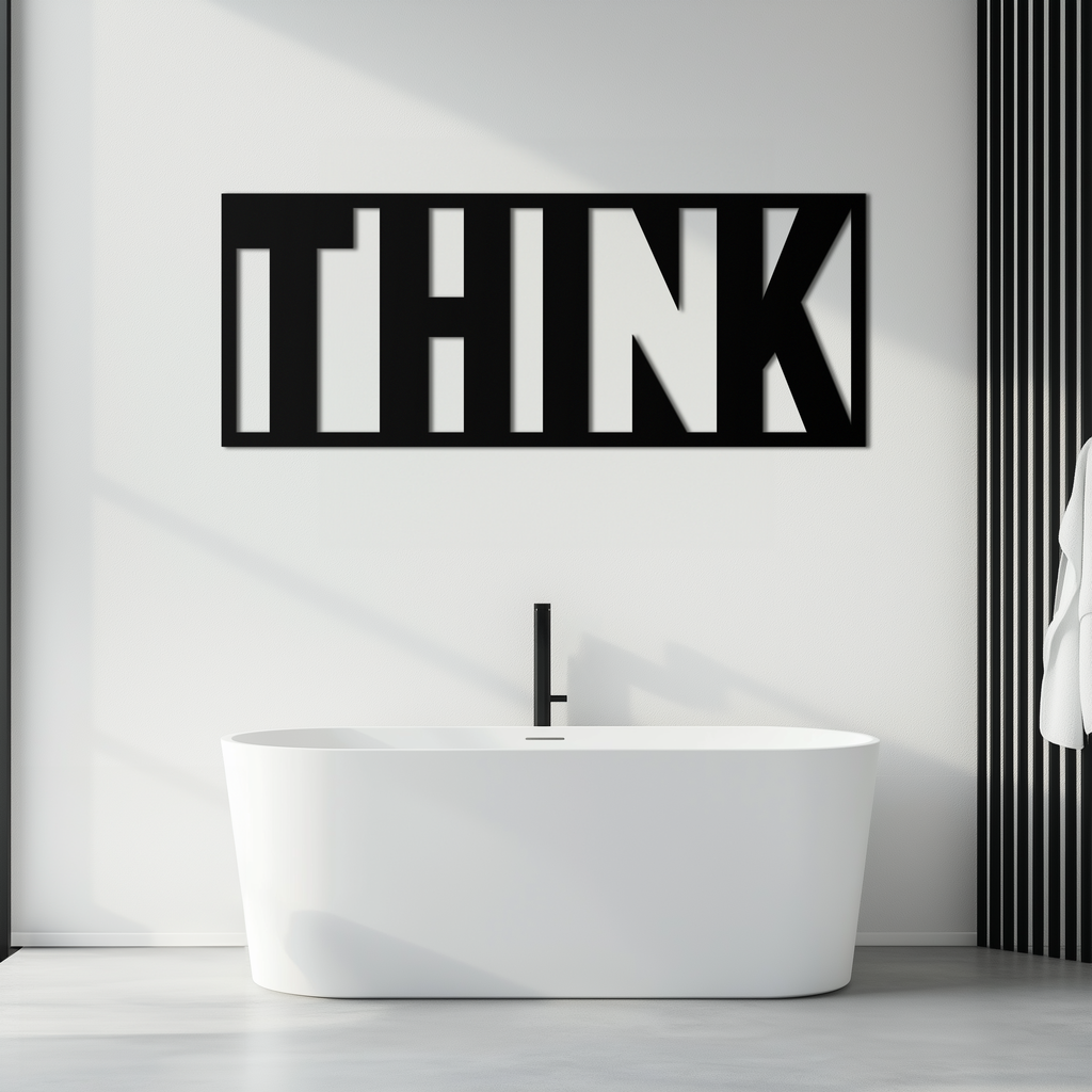 THINK" Metal Wall Art - Minimalist Inspirational Decor