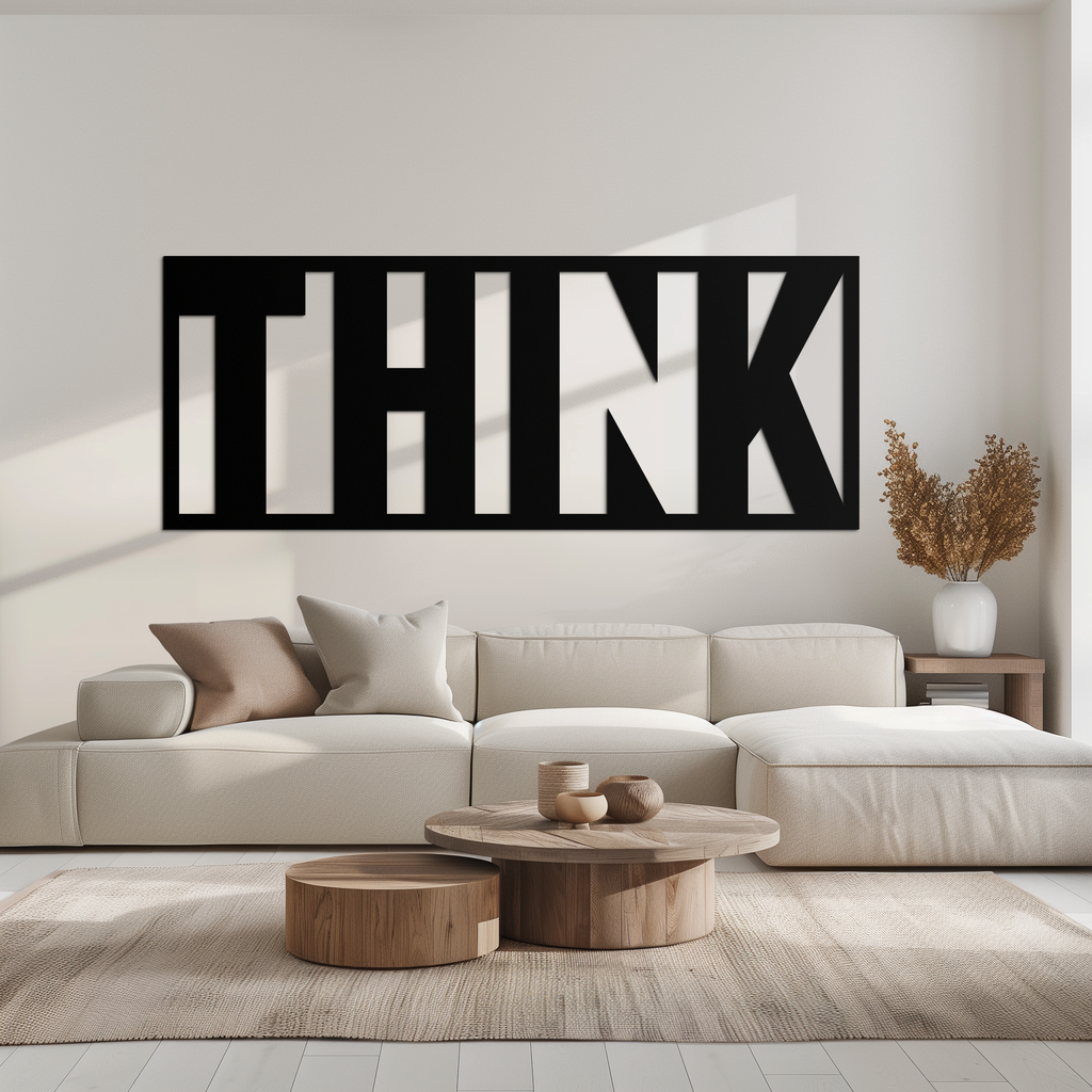 THINK" Metal Wall Art - Minimalist Inspirational Decor