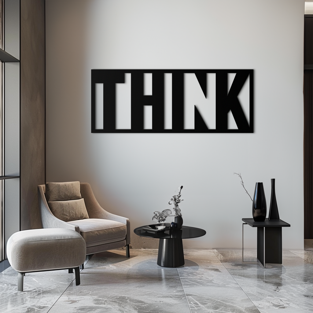 THINK" Metal Wall Art - Minimalist Inspirational Decor