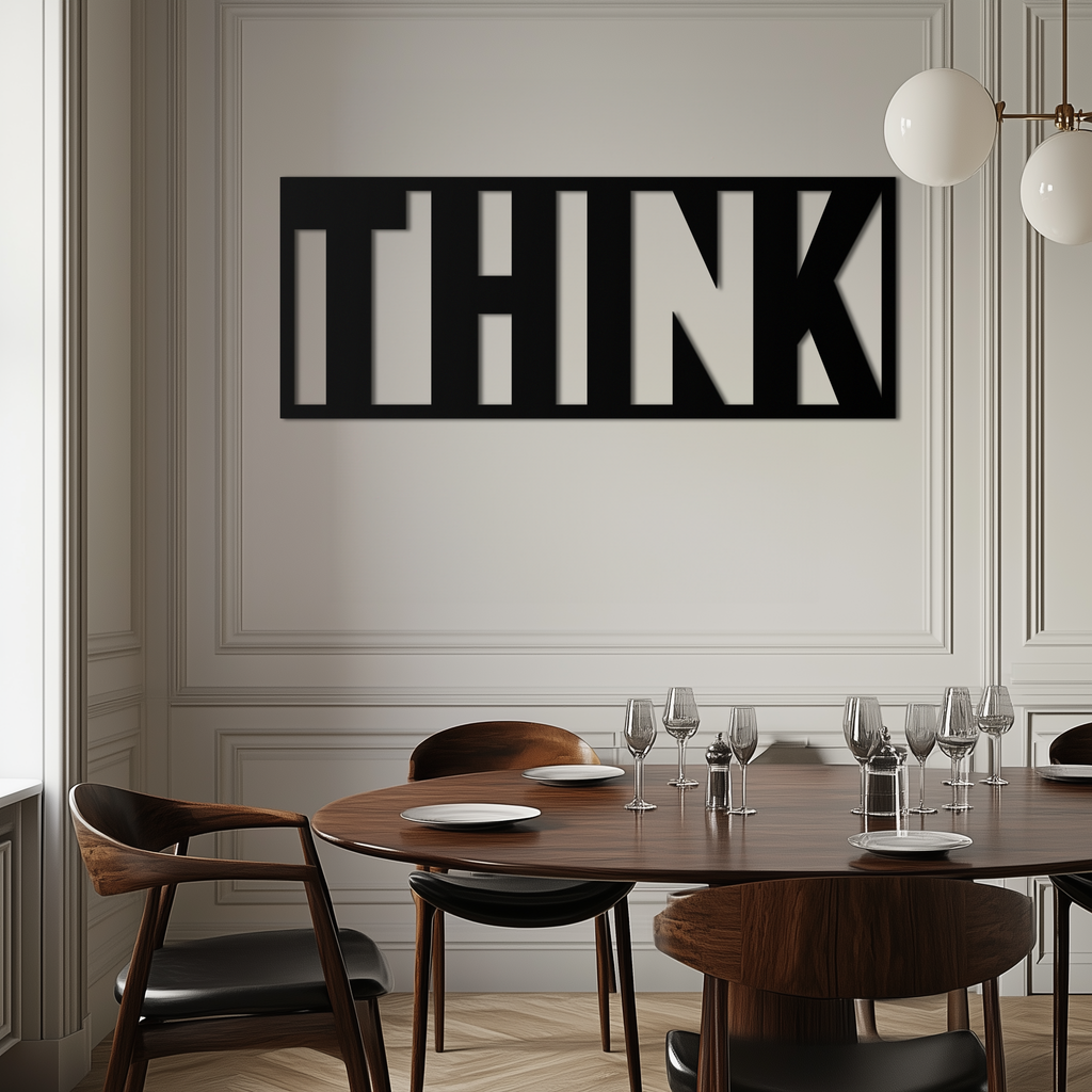 THINK" Metal Wall Art - Minimalist Inspirational Decor