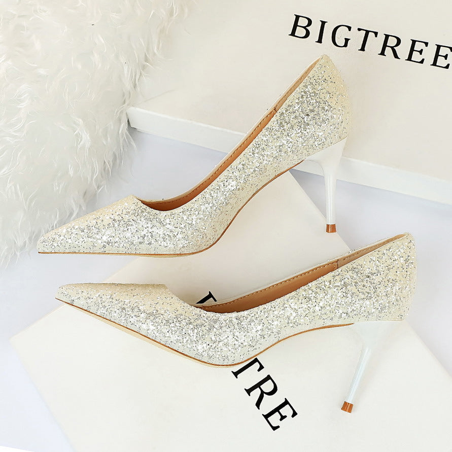 Thinner High Heels Women Shoes Stiletto Heel Sparkle