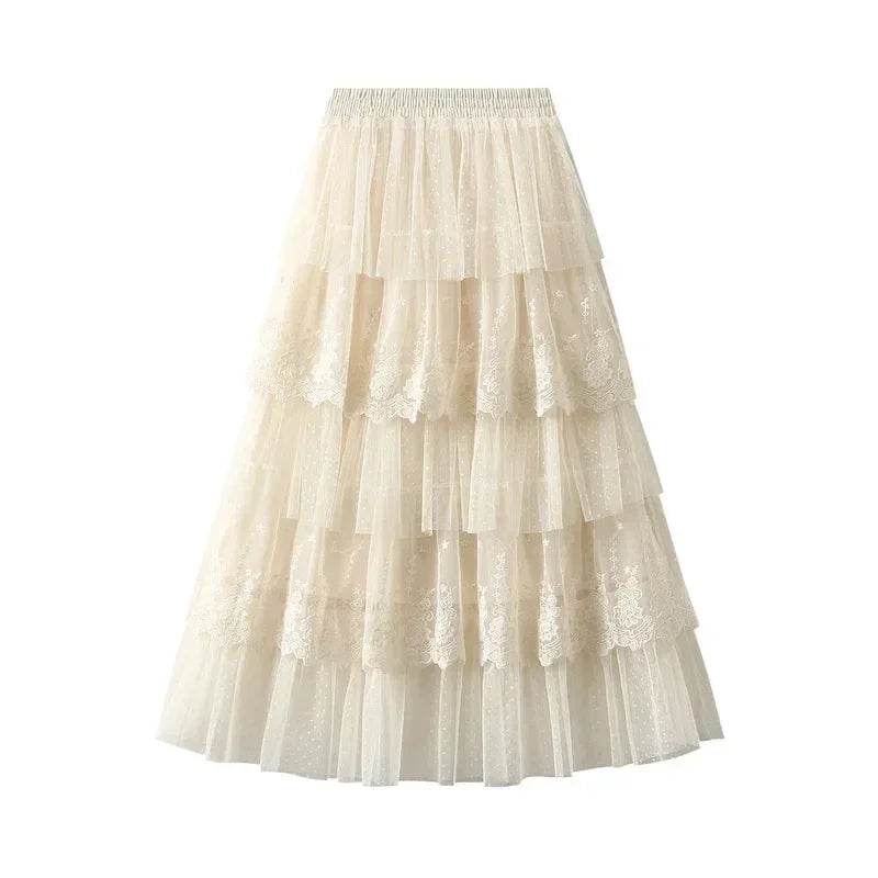 Women's High Waisted Sand Cake Skirt