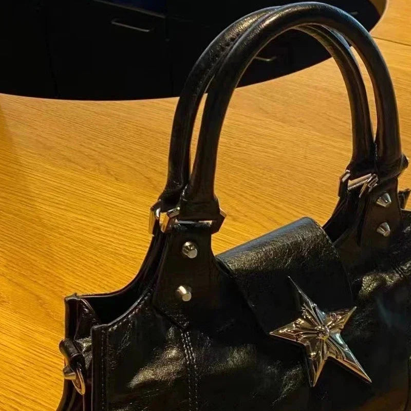 Y2K Korean Gothic Star Girl Black Bag Aesthetic Vintage Grunge