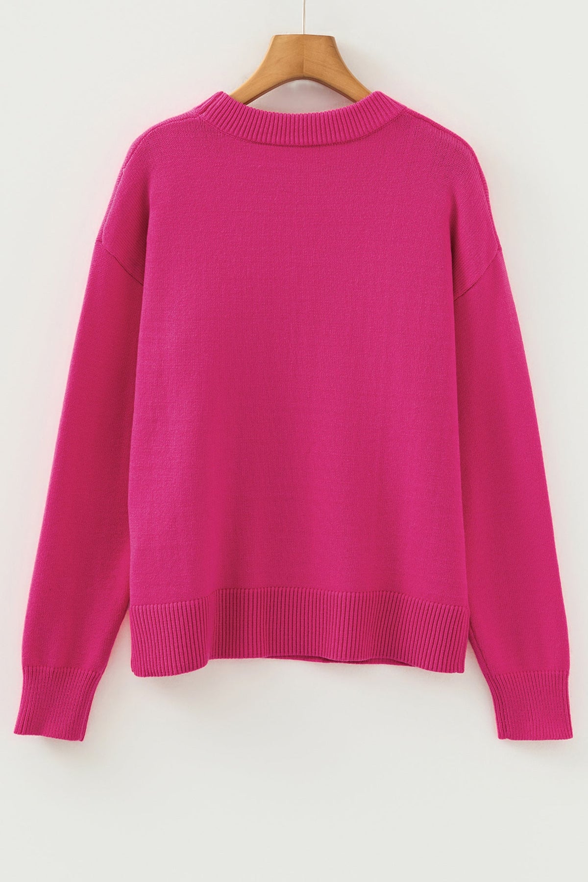 Christmas Sequin Bow Ribbed Trim Sweater