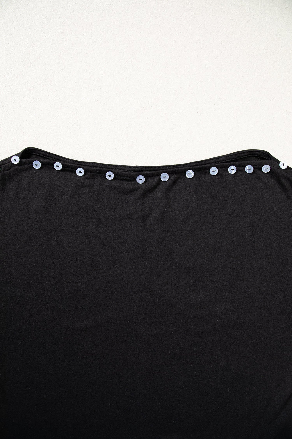 Solid Buttoned Off Shoulder 3/4 Sleeve Top