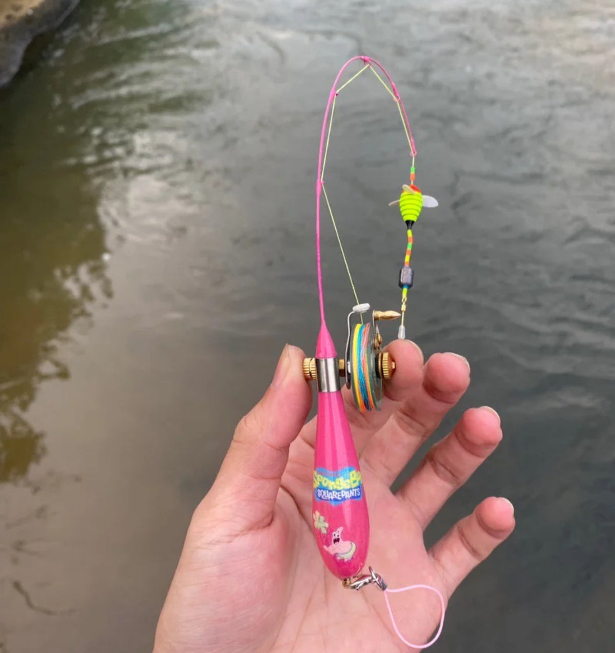 Handmade 38 cm Micro Fishing Rod with Mini Reel