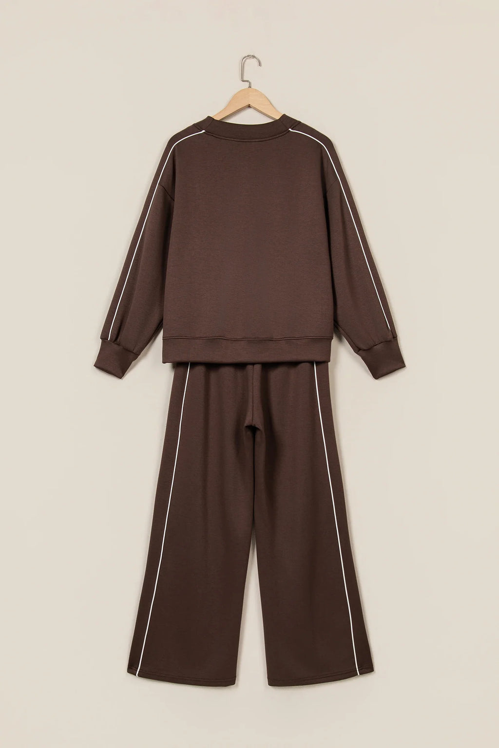 Contrast Piping Trim Mock Neck Pullover & Pant Set