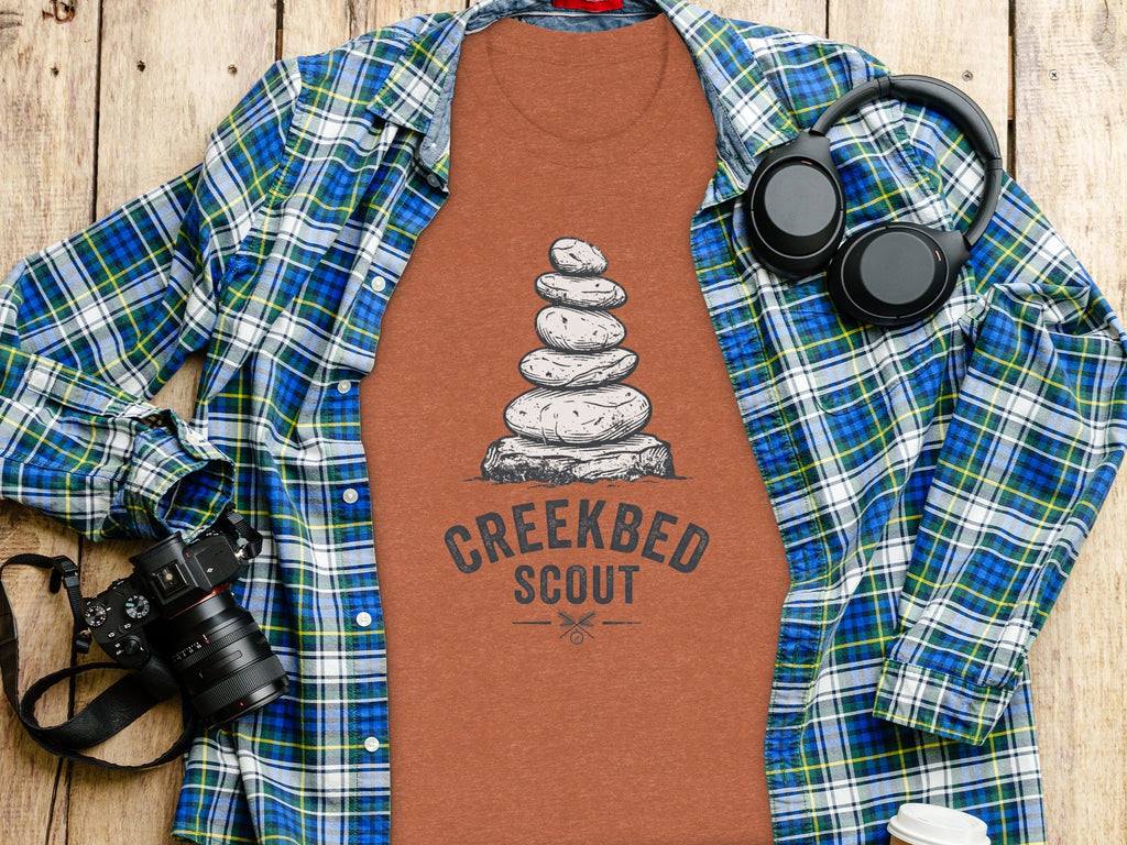 Creekbed Scout Cairn Graphic: The Explorer's Adventure Tee