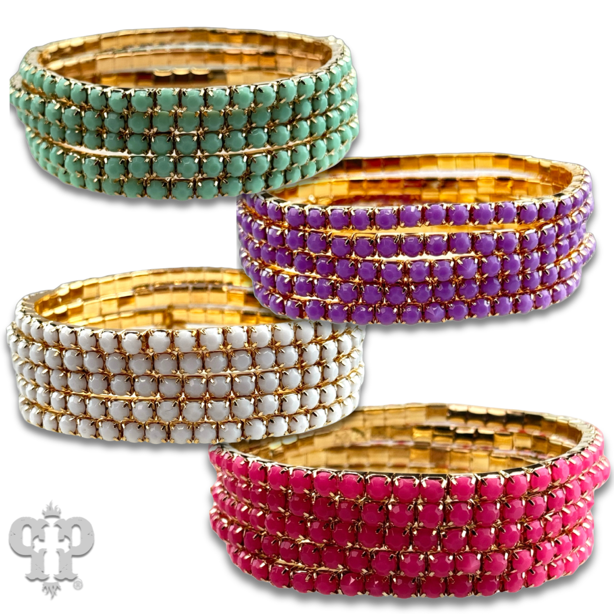 Prong set rhinestone bead bracelet