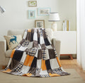 Tache Fall Orange Farmhouse Super Soft Micro Fleece Plaid Patchwork Plush Lightweight