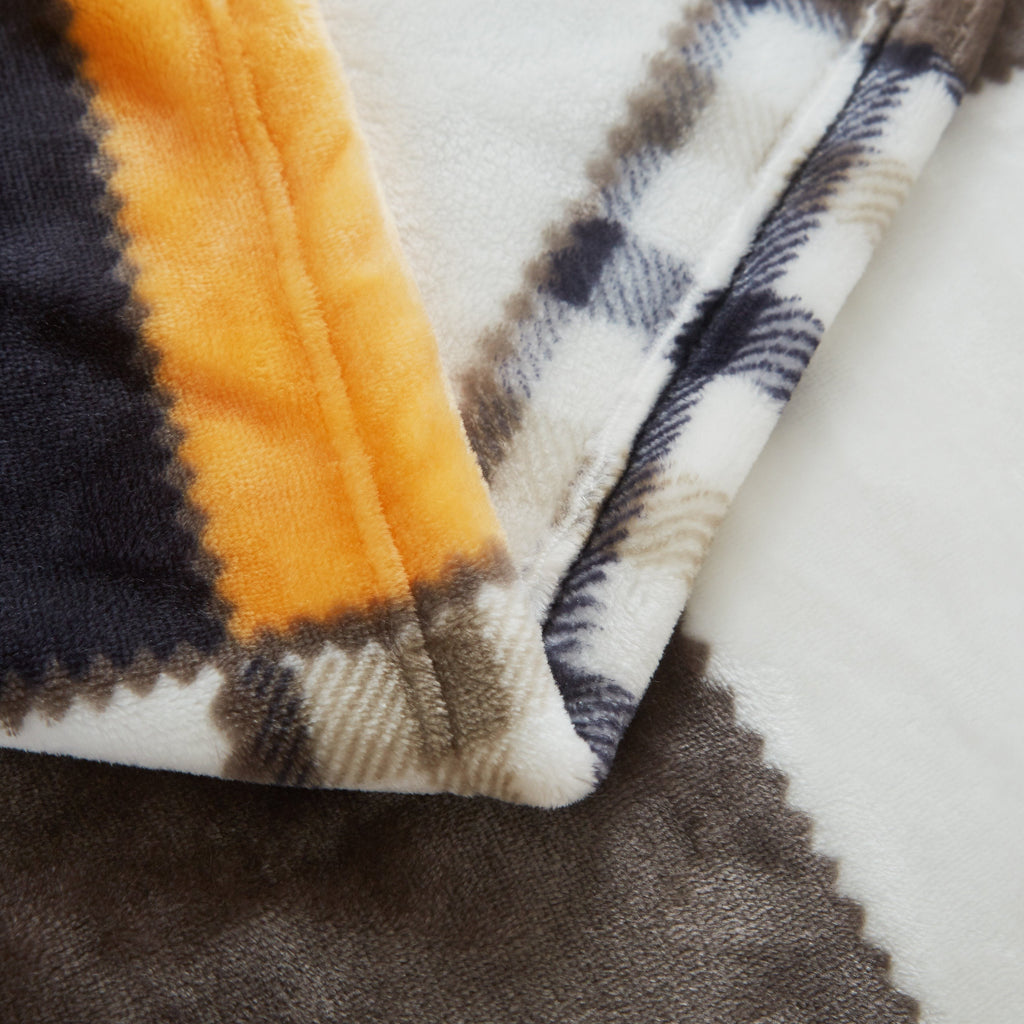 Tache Fall Orange Farmhouse Super Soft Micro Fleece Plaid Patchwork Plush Lightweight