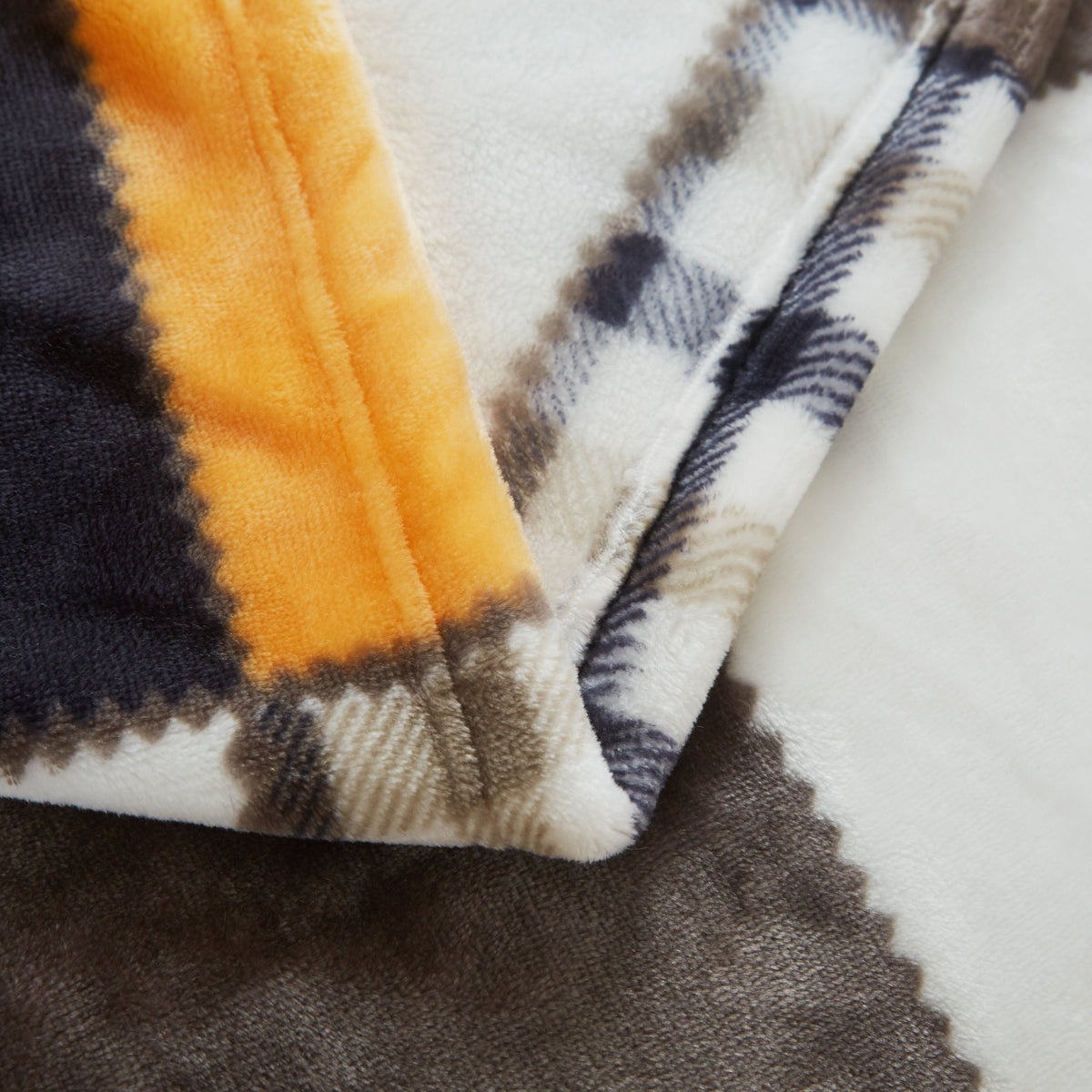 Tache Fall Orange Farmhouse Super Soft Micro Fleece Plaid Patchwork Plush Lightweight