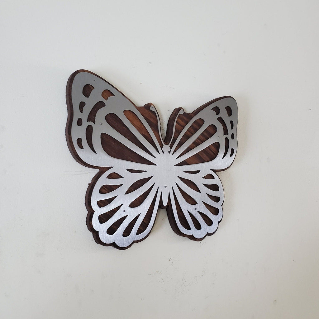 Butterfly Metal Art Wall Decor | Made in USA | Butterfly wood and steel wall sculpture