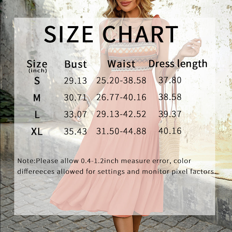 Women's Boho Dress Spaghetti Straps Casual A-line Beach Flowy Sundress