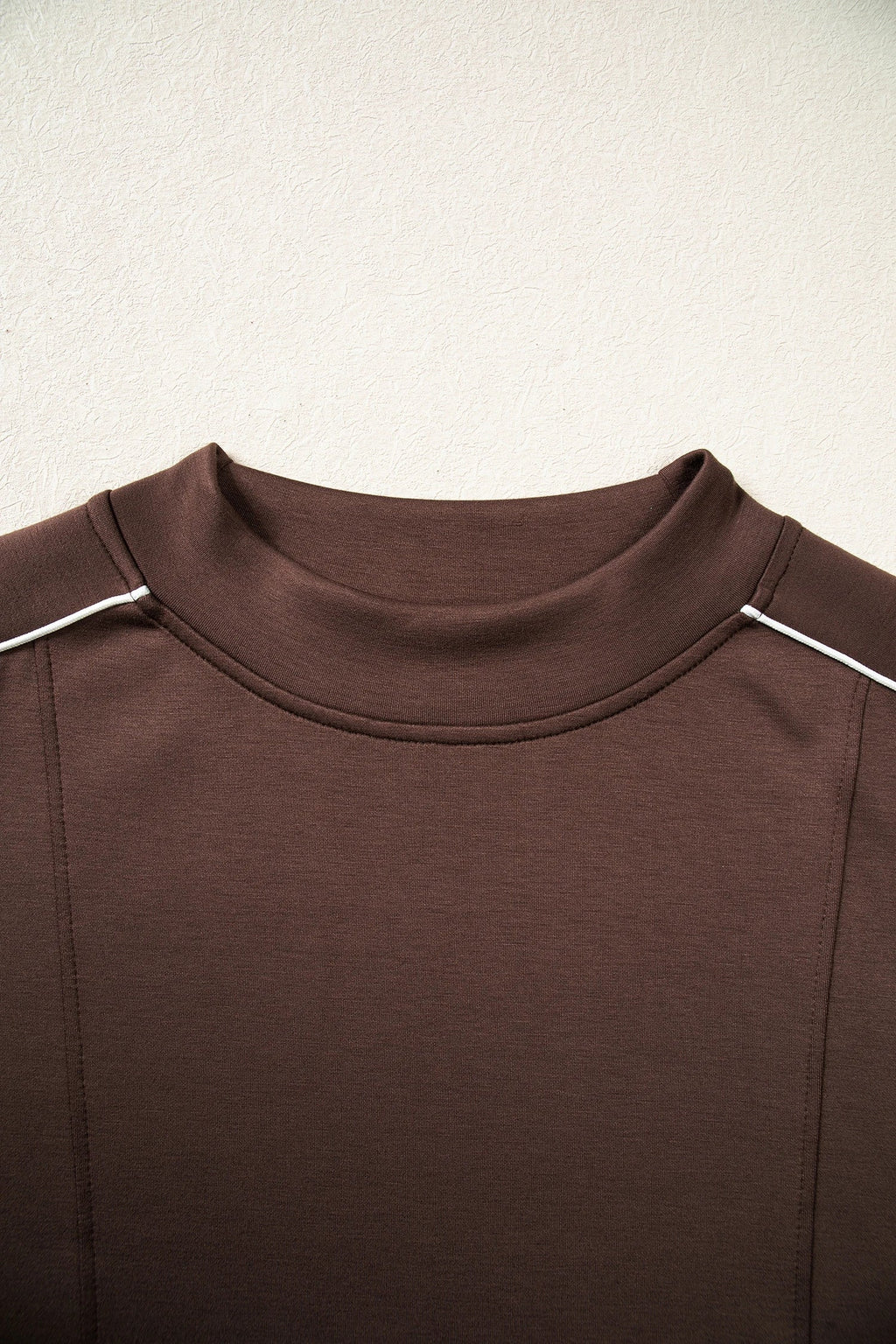 Contrast Piping Trim Mock Neck Pullover & Pant Set