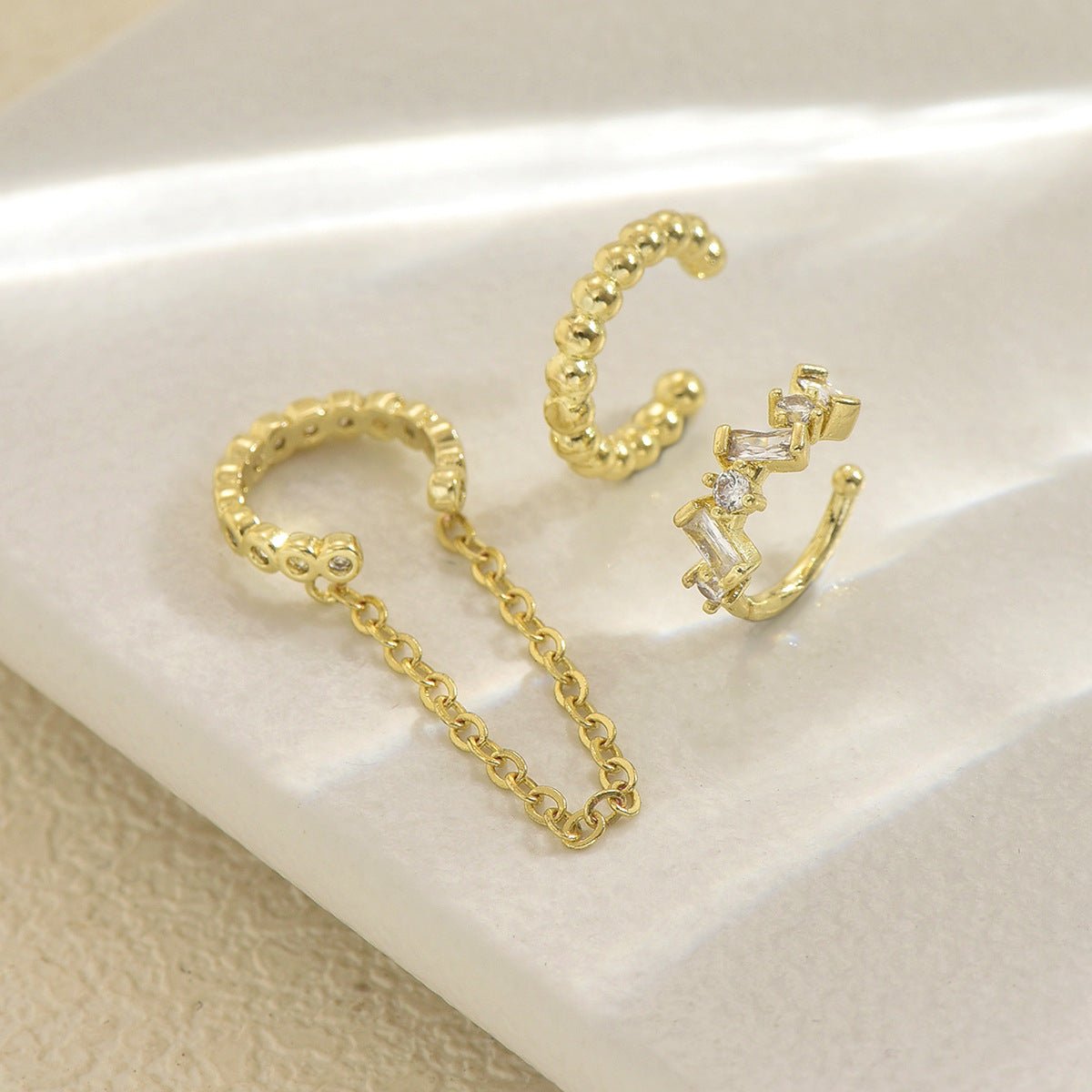 Chain Tassel Crystal Ear Cuff Set