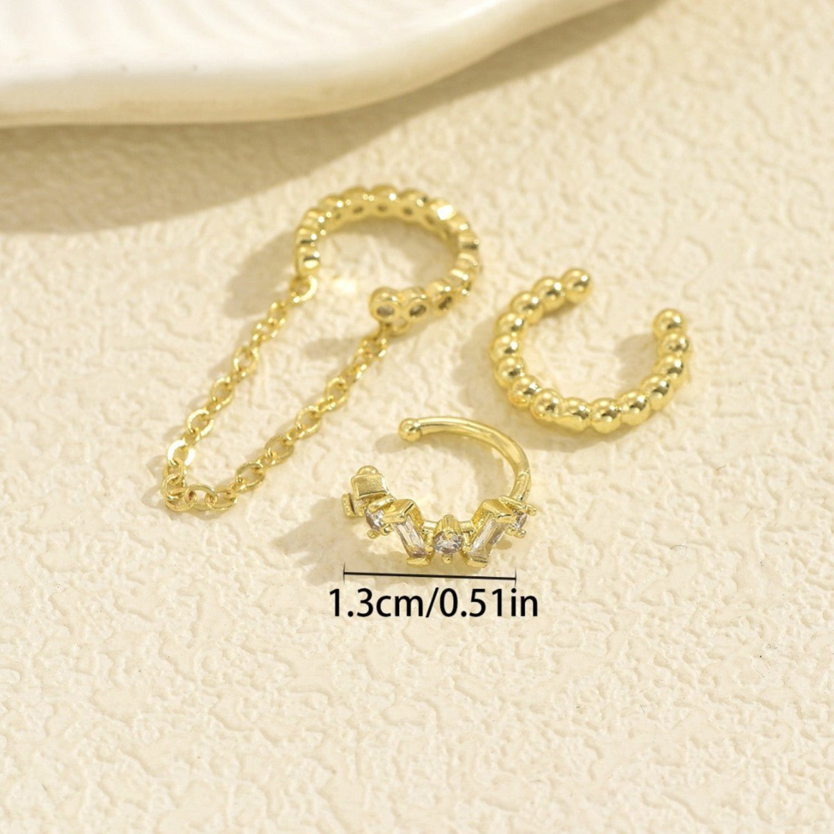Chain Tassel Crystal Ear Cuff Set