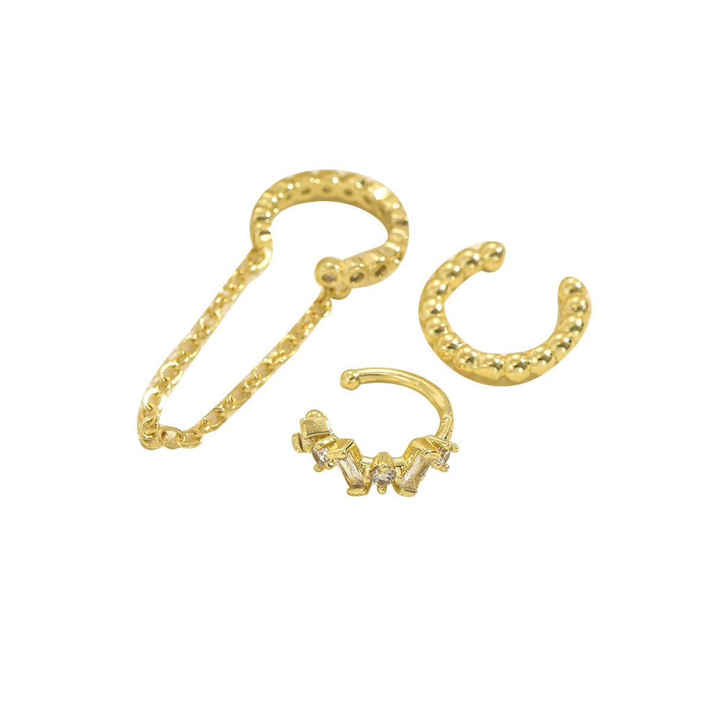 Chain Tassel Crystal Ear Cuff Set