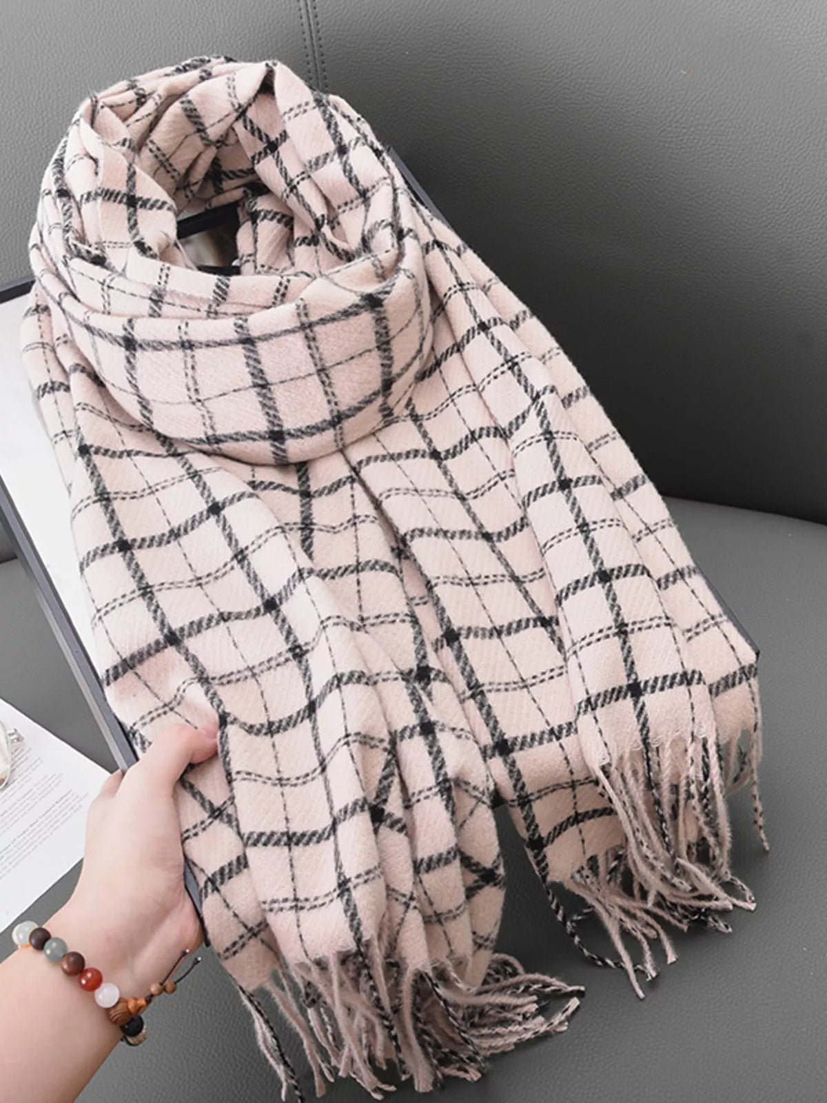 Classic Plaid Fringe Scarf