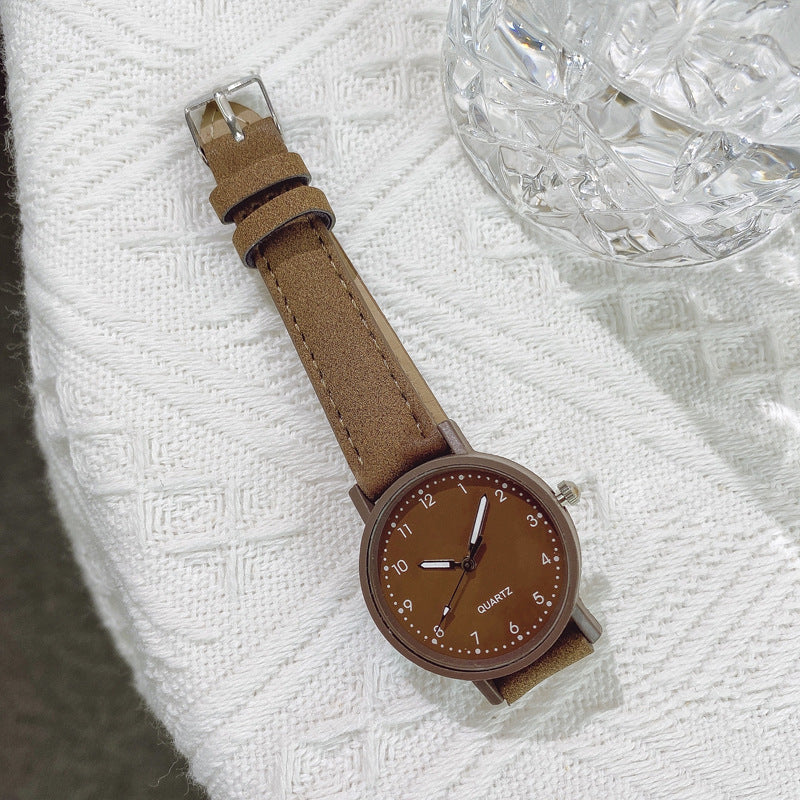Retro Dial Numeral Markings - Leather Strap - Fresh Minimalist Style
