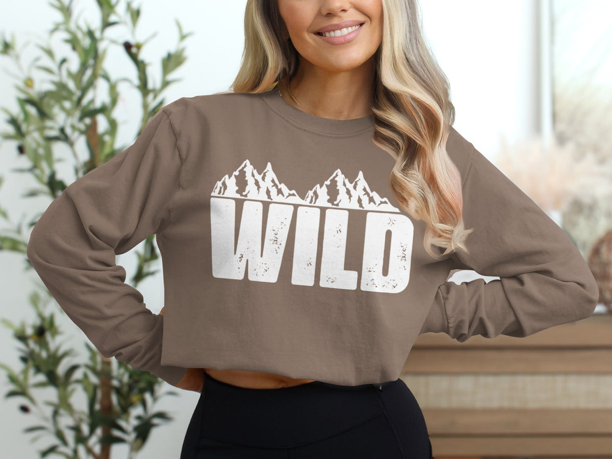 Wild Mountains Graphic Design Stylish Outdoors Long Sleeve T-Shirt