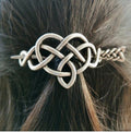 Large irish hair barrette in the shape of a celtic knot heart