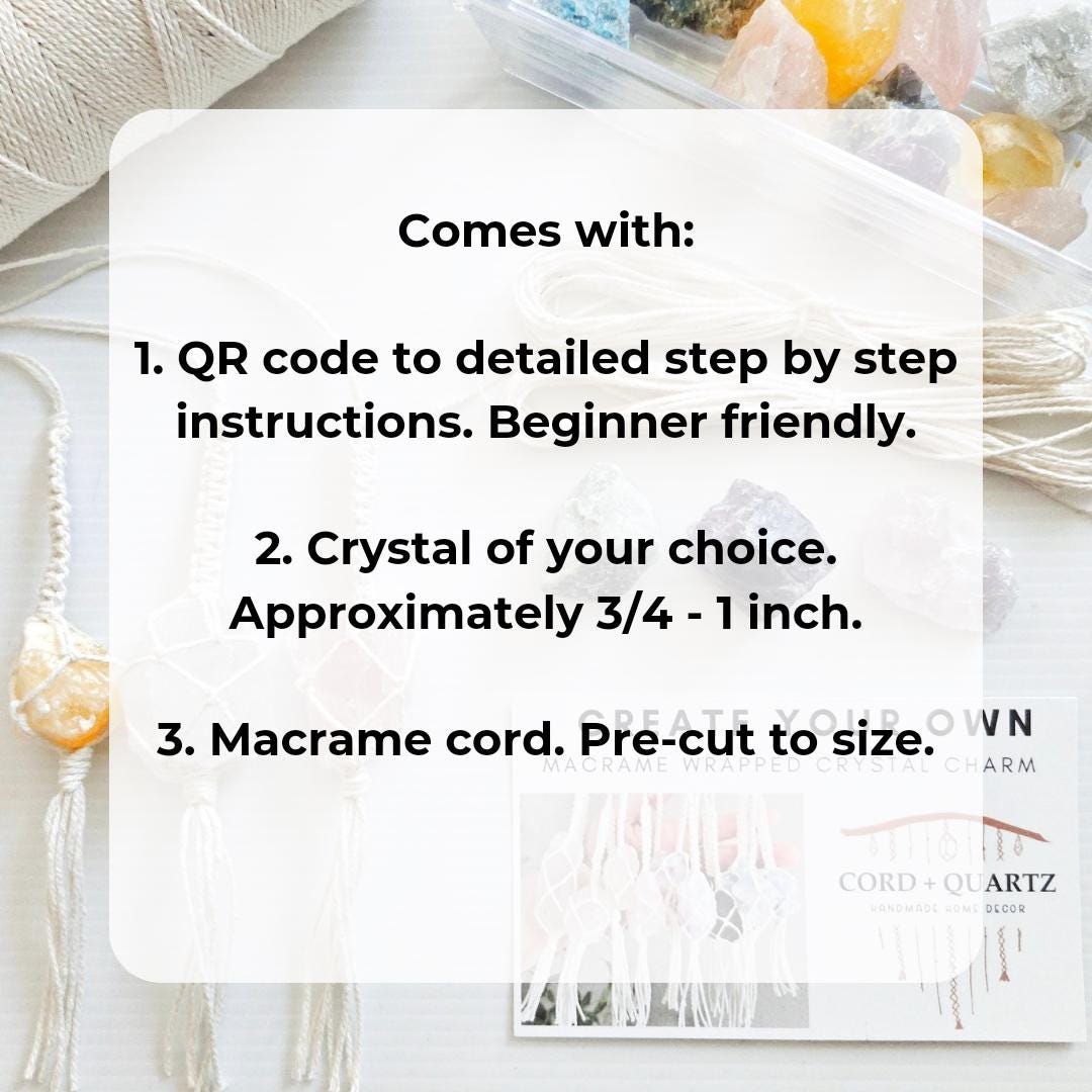 Macrame Wrapped Crystal Rear View Mirror Charm DIY Craft Kit