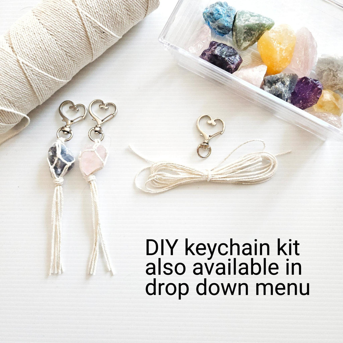 Macrame Wrapped Crystal Rear View Mirror Charm DIY Craft Kit