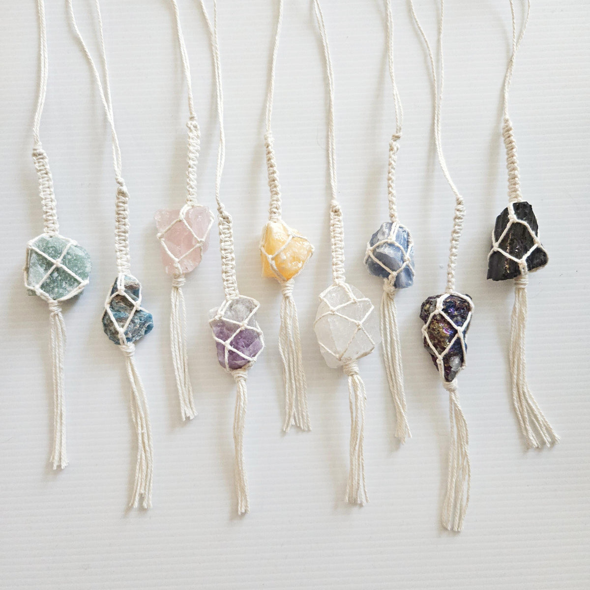 Macrame Wrapped Crystal Rear View Mirror Charm DIY Craft Kit