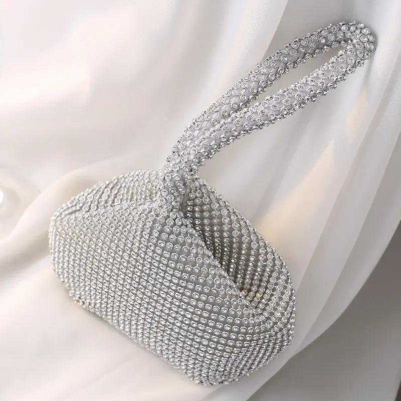 Handbag Rhinestones Heart Shape Shiny Handmade Small Evening Bag