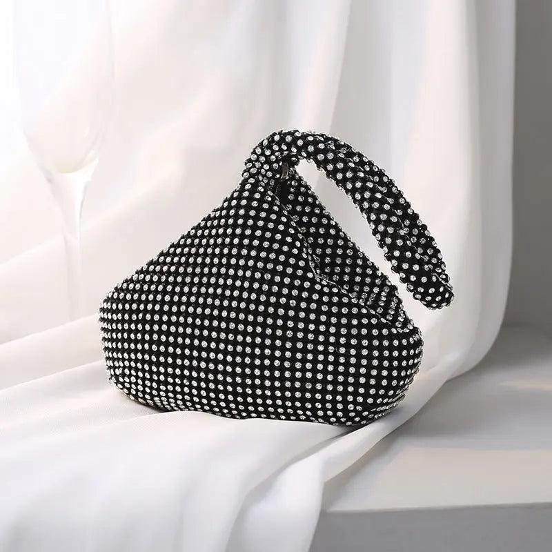Handbag Rhinestones Heart Shape Shiny Handmade Small Evening Bag