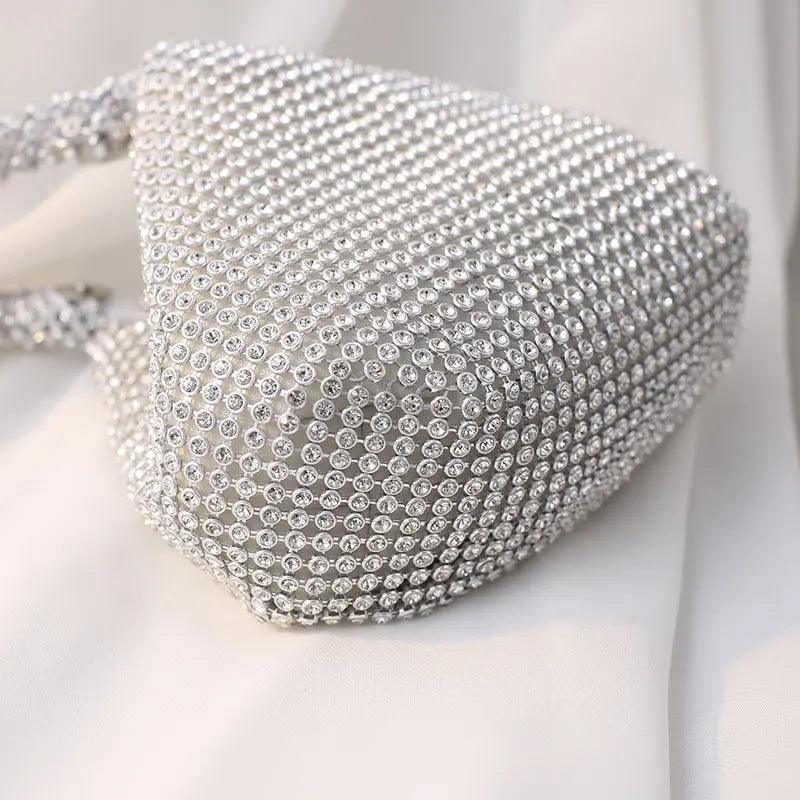 Handbag Rhinestones Heart Shape Shiny Handmade Small Evening Bag