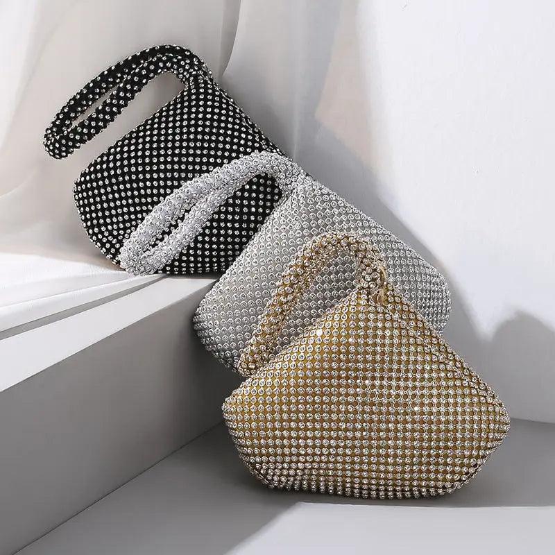 Handbag Rhinestones Heart Shape Shiny Handmade Small Evening Bag