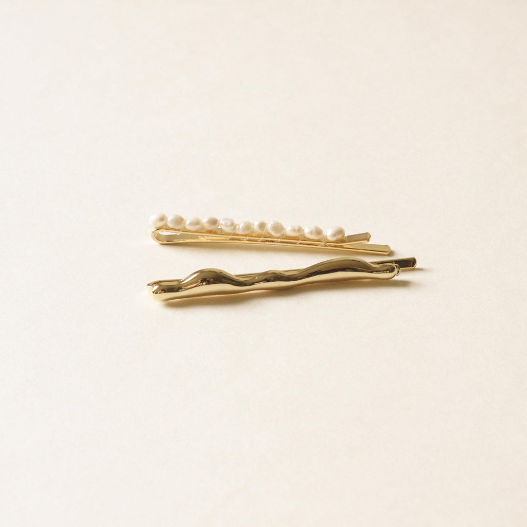 Freshwater Pearl Beaded Metal Hair Bobby Pins | Set of 4