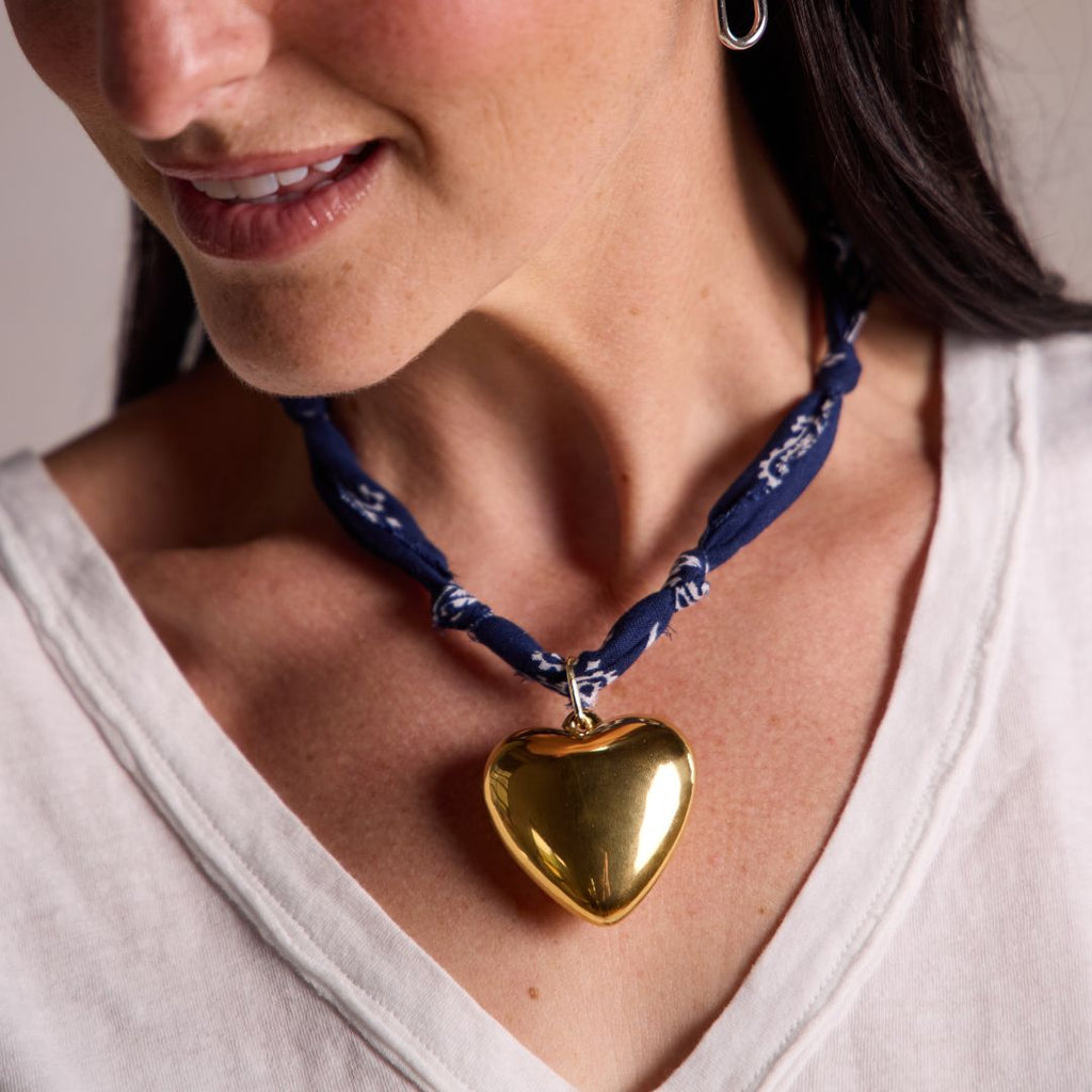 Navy Bandana Charm Necklace