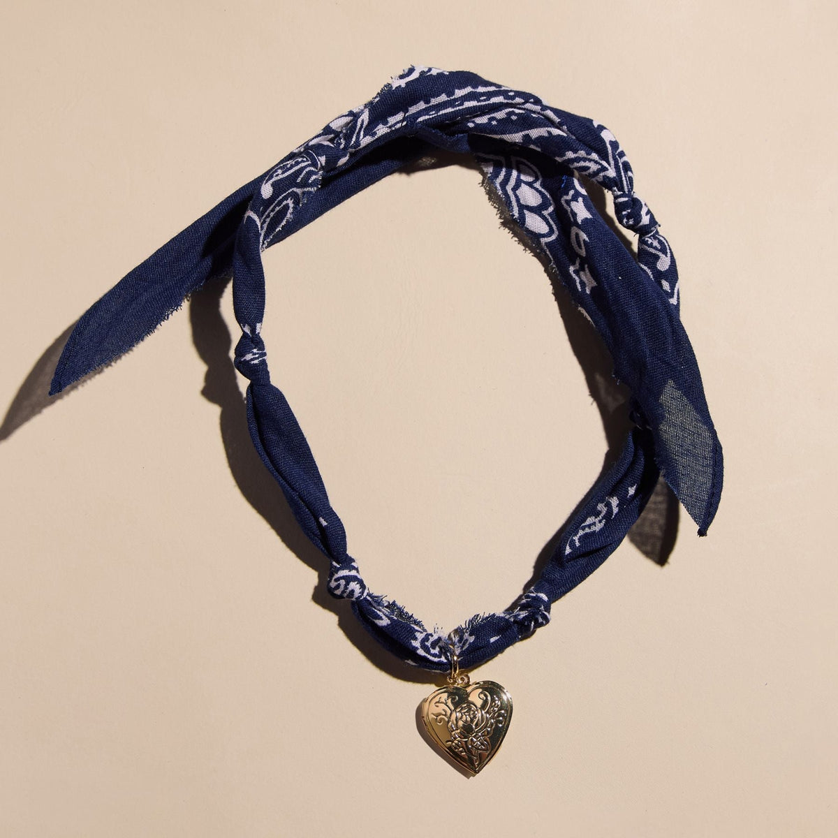 Navy Bandana Charm Necklace