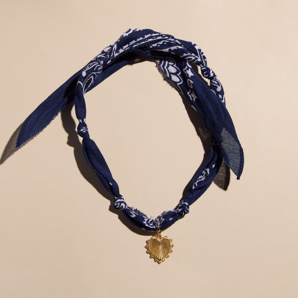 Navy Bandana Charm Necklace