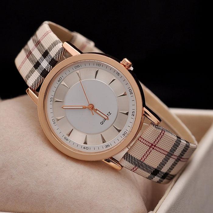 New Luxury Fashion Quartz Ladies Watch Plaid