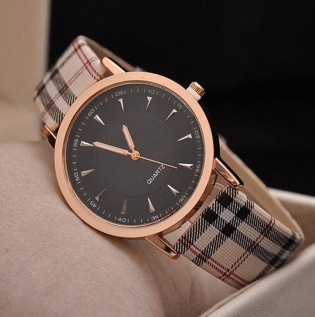 New Luxury Fashion Quartz Ladies Watch Plaid