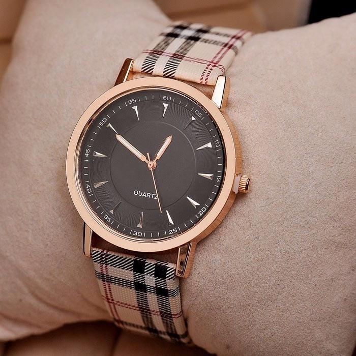 New Luxury Fashion Quartz Ladies Watch Plaid