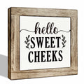 Farmhouse Rustic Wooden Bathroom Sign 'Hello Sweet Cheeks' Plaque