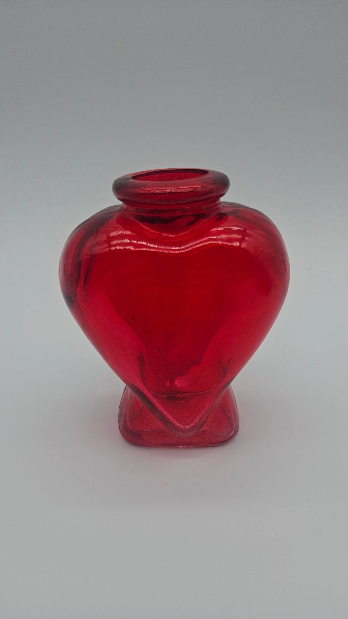 Vintage Heart Glass Bottle – Colorful Collectible Décor 4.3"