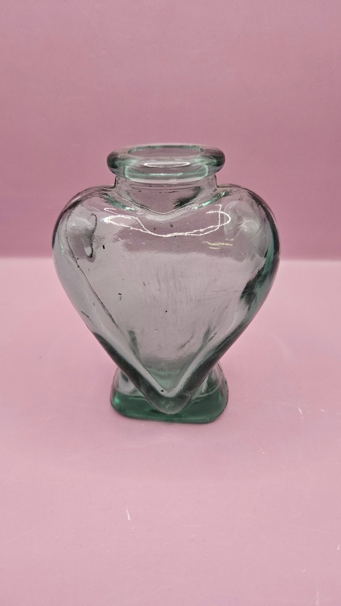 Vintage Heart Glass Bottle – Colorful Collectible Décor 4.3"