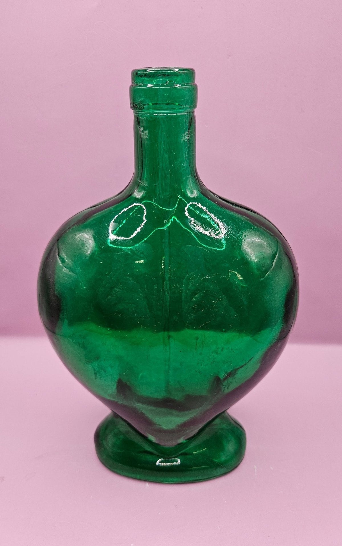 Vintage Heart-Shaped Glass Bottle – Multiple  Colors Available  – 8.75" x 5.75"