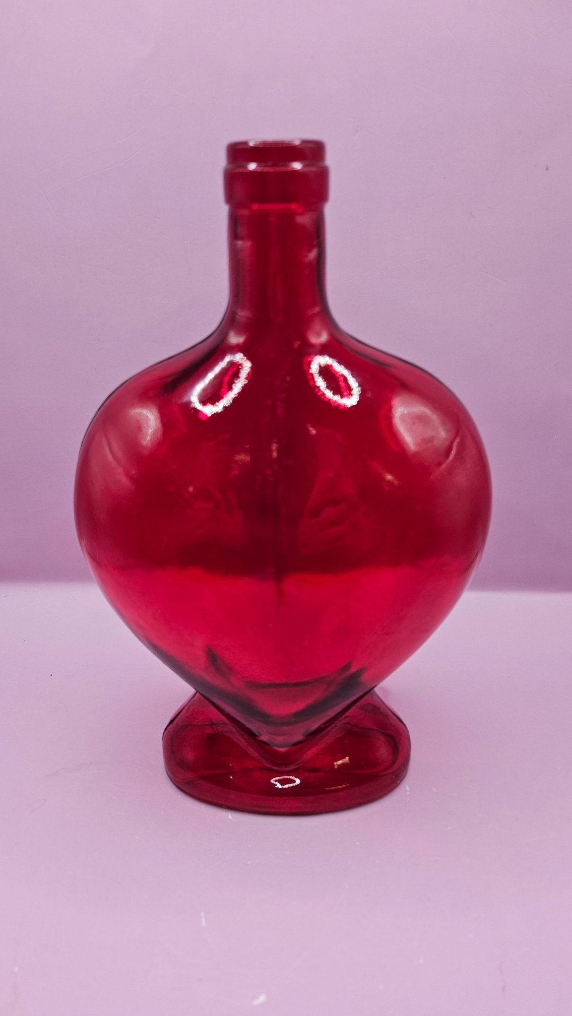 Vintage Heart-Shaped Glass Bottle – Multiple  Colors Available  – 8.75" x 5.75"