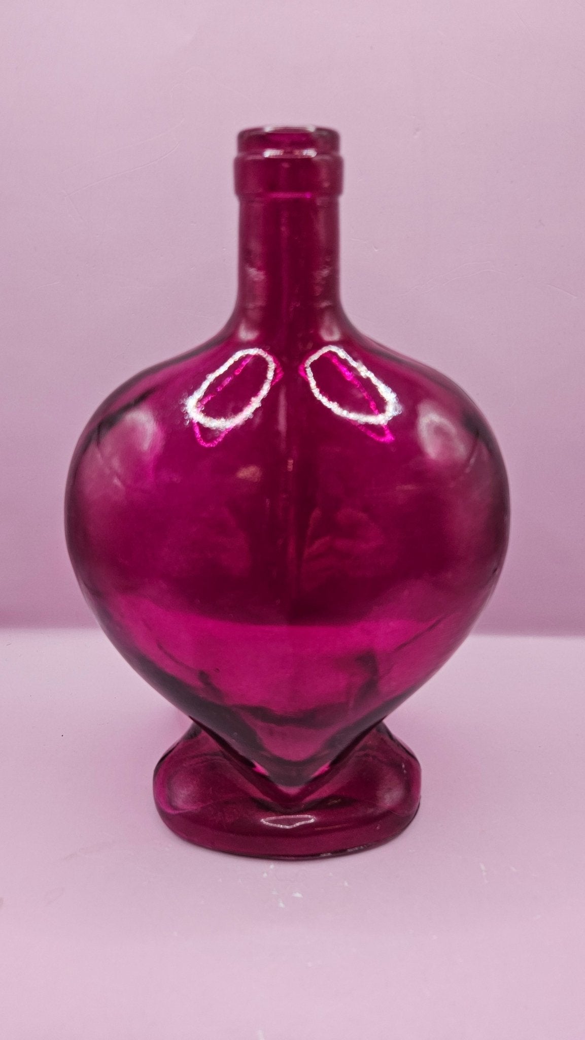 Vintage Heart-Shaped Glass Bottle – Multiple  Colors Available  – 8.75" x 5.75"