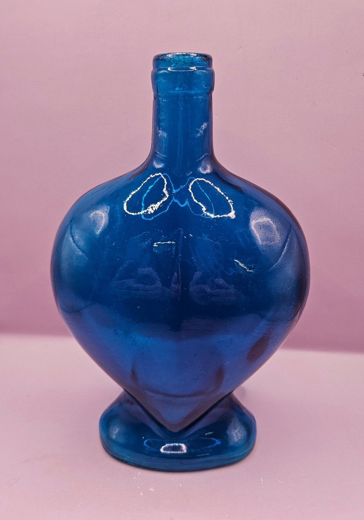 Vintage Heart-Shaped Glass Bottle – Multiple  Colors Available  – 8.75" x 5.75"